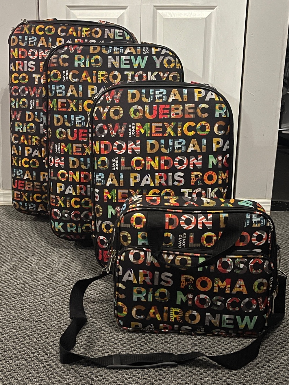 Multicolor Cities Print 4 Piece Luggage Set